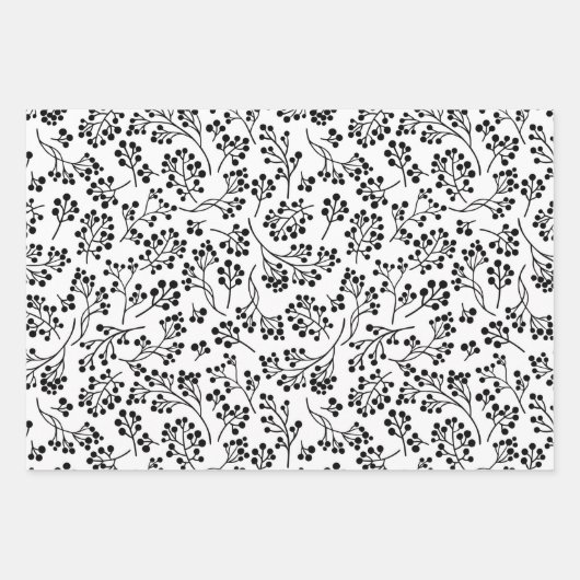 フェスティバル白黒タイルクリスマス ラッピングペーパーシート (正面3)