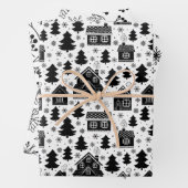 フェスティバル白黒タイルクリスマス ラッピングペーパーシート (インサイチュ)