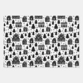 フェスティバル白黒タイルクリスマス ラッピングペーパーシート (正面)