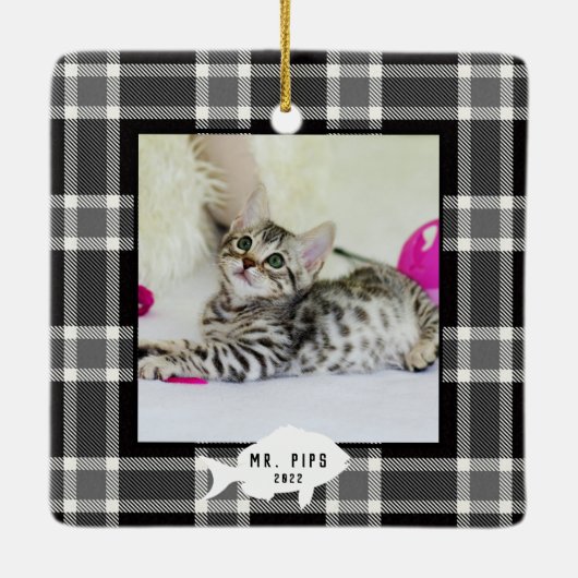 フェスティバル白黒猫の名前 セラミックオーナメント (裏面)