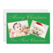 フェスティバル私たちの初めてのクリスマス金ゴールド2写真ホリデイ