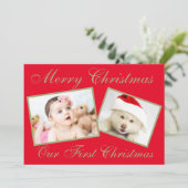 フェスティバル私たちの初めてのクリスマス金ゴールド2写真 シーズンカード (スタンド正面)