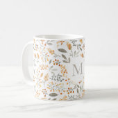 フェスティバル秋の水の色の葉イニシャル コーヒーマグカップ (正面左)