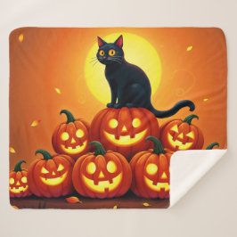 フェスティバル秋ハロウィーンアートブラックフェラインフレンド シェルパブランケット