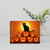 フェスティバル秋ハロウィーンアートブラックフェラインフレンド 箔シーズンポストカード (立ち正面)