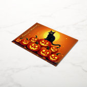 フェスティバル秋ハロウィーンアートブラックフェラインフレンド 箔シーズンポストカード (回転した状態)