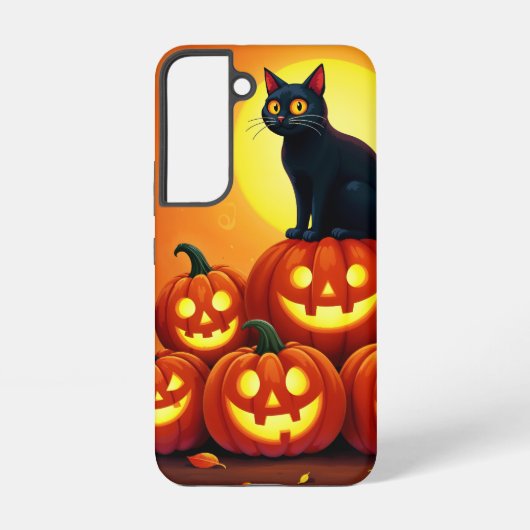フェスティバル秋ハロウィーンアートブラックフェラインフレンド SAMSUNG GALAXYケース (裏面)