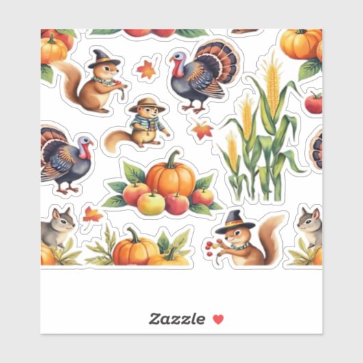 フェスティバル秋収穫水彩模様クラシックT- シール (シート)