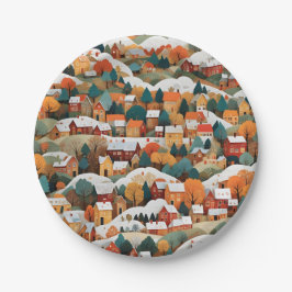 フェスティバル秋紙コラージ村 ペーパープレート