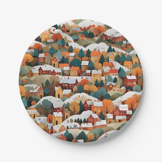 フェスティバル秋紙コラージ村 ペーパープレート (正面)