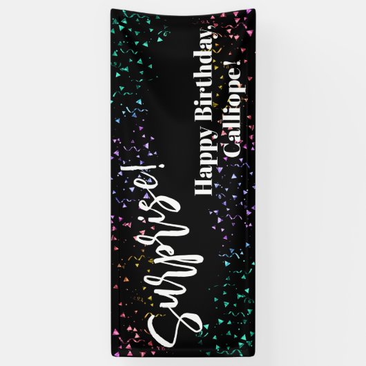 フェスティバル紙吹雪サプライズバースデーパーティーブラック 横断幕 (縦)