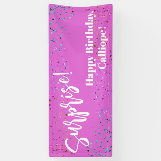 フェスティバル紙吹雪サプライズ誕生日パーティーピンク 横断幕 (縦)