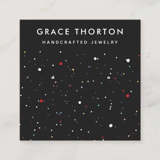 フェスティバル紙吹雪スタッドイヤリングディスプレイカード スクエア名刺 (正面)