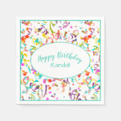 フェスティバル紙吹雪トスハッピーバースデーお祝い スタンダードカクテルナプキン (正面)