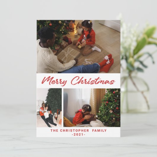 フェスティバル紙吹雪メリークリスマス3フォトコラージュH シーズンカード (スタンド正面)