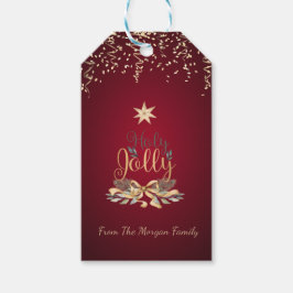 フェスティバル紙吹雪、クリスマスベル、星、赤 ギフトタグ