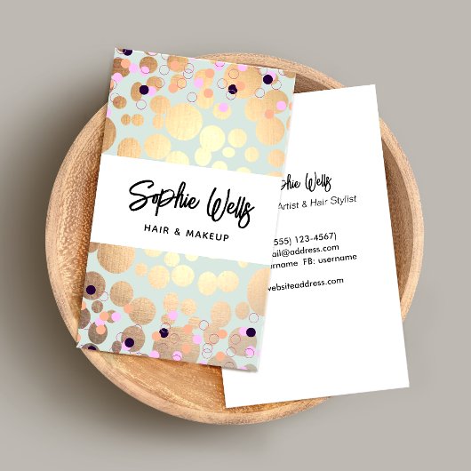 フェスティバル紙吹雪&金ゴールドサークルルック美しいサロン 名刺