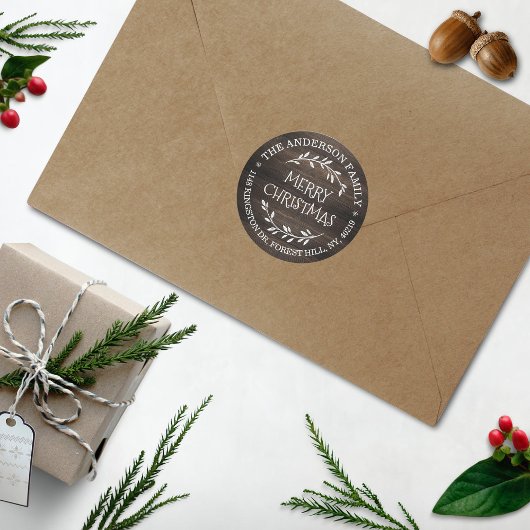 フェスティバル素朴ウッドカスタム差出人住所 ラウンドシール