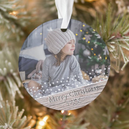 フェスティバル素朴ウッドスタークリスマスキープサケ写真 オーナメント (ツリー)