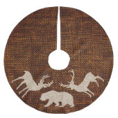 フェスティバル素朴クマ鹿クリスマス ブラッシュドポリエステルツリースカート (正面)