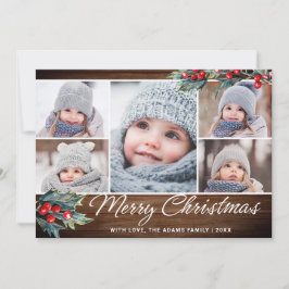 フェスティバル素朴クリスマス5枚の写真あいさつ シーズンカード