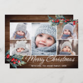 フェスティバル素朴クリスマス5枚の写真あいさつ シーズンカード (正面/裏面)