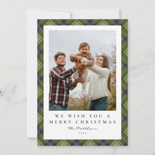 フェスティバル素朴グリーンプライド家族の写真クリスマス シーズンカード (正面)