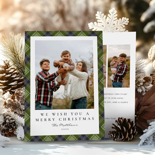 フェスティバル素朴グリーンプライド家族の写真クリスマス シーズンカード