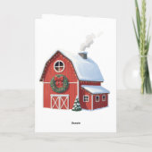 フェスティバル素朴ファームハウススノーウィレッドバーンクリスマス カード (裏面)