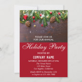 フェスティバル素朴レッドカンパニーホリデークリスマスパーティー 招待状 (正面)