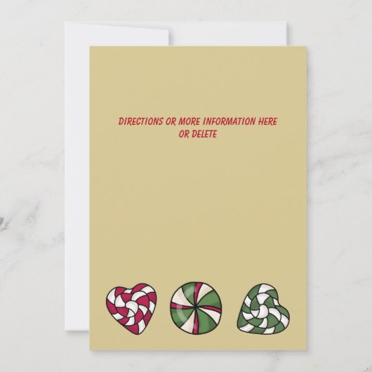 フェスティバル素朴格言クッキーキャンディクリスマスパーティー 招待状 (裏面)