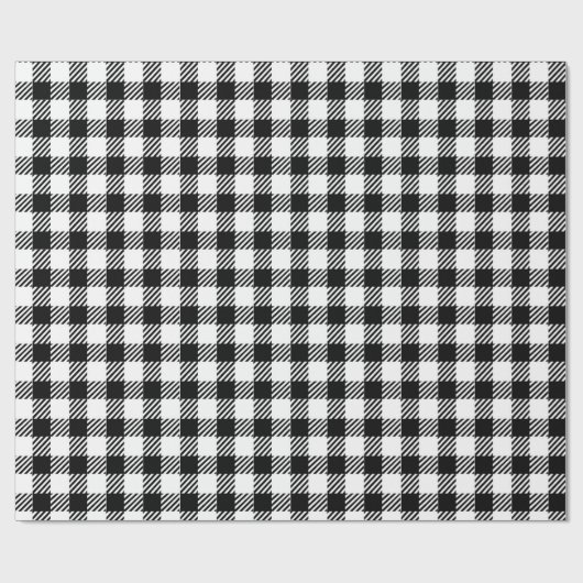 フェスティバル素朴白黒ギンガムプレイドパターン ラッピングペーパー (フラット)