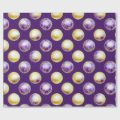 フェスティバル紫と金ゴールドクリスマスオーナメント ラッピングペーパー (フラット)