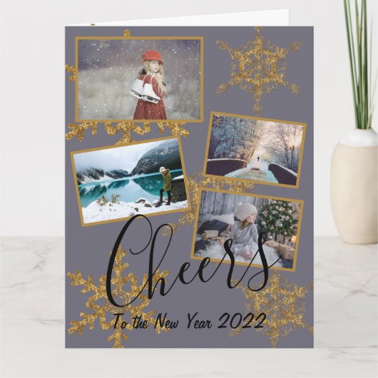 フェスティバル紫応援ゴールデンスノーフレーク4枚の写真 カード (正面)