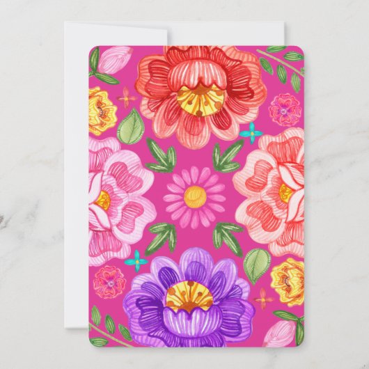 フェスティバル結婚のフィエスタメキシコの花柄 招待状 (裏面)