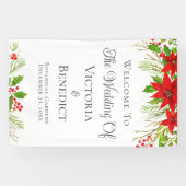 フェスティバル結婚のポインセチアパーソナライズされた 横断幕 (横)