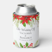 フェスティバル結婚のポインセチアパーソナライズされた 缶クーラー (缶正面)
