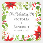 フェスティバル結婚フローラパーソナライズされた スクエアシール (正面)