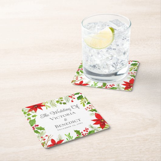 フェスティバル結婚フローラパーソナライズされた スクエアペーパーコースター (インサイチュ)