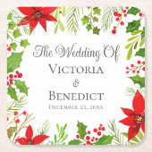 フェスティバル結婚フローラパーソナライズされた スクエアペーパーコースター (正面)