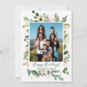 フェスティバル緑の金ゴールドの葉パインウォーター色フローラ シーズンカード (正面)