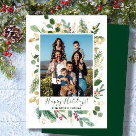 フェスティバル緑の金ゴールドの葉パインウォーター色フローラ シーズンカード