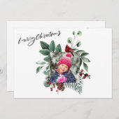 フェスティバル緑葉ユーカリ赤(鳥)ショウジョウコウカンチョウ鳥 シーズンカード (正面/裏面)