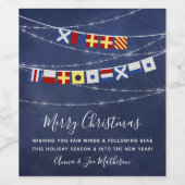 🎅⚓フェスティバル航海の国旗メリークリスマス ワインラベル (シングルラベル)