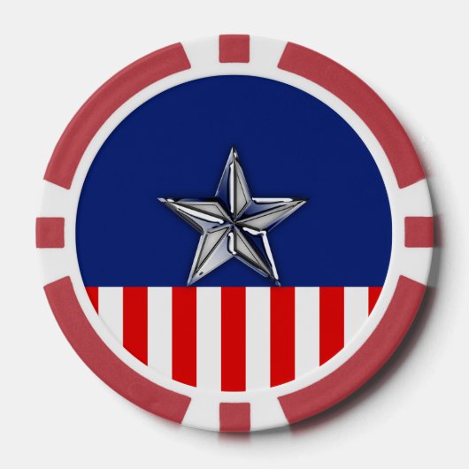 フェスティバル色のシルバースターのような大きなクロム ポーカーチップ (正面)