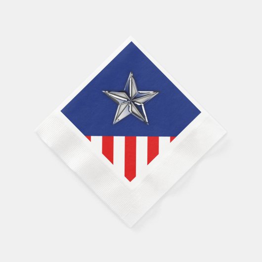 フェスティバル色のシルバースターのような大きなクロム 縁ありカクテルナプキン (角)