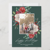 フェスティバル花模様3写真モダン シーズンカード (正面)