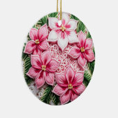フェスティバル花模様：ホリデーポインセティアアート セラミックオーナメント (右)
