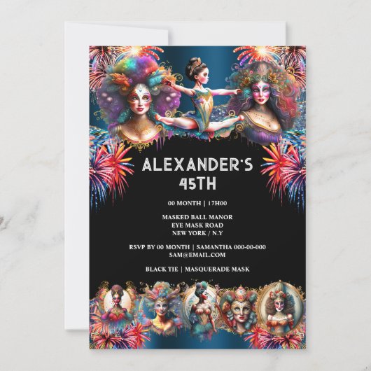 フェスティバル花火カーニバルショーメンサーカスおもしろい 招待状 (正面)