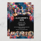 フェスティバル花火カーニバルショーメンサーカスおもしろい 招待状 (正面/裏面)